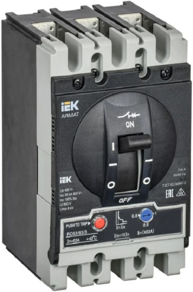 Изображение товара Автоматический выключатель IEK AR-MCCB-3S-035-0063A-ATUC 63 А 3 полюса литой корпус