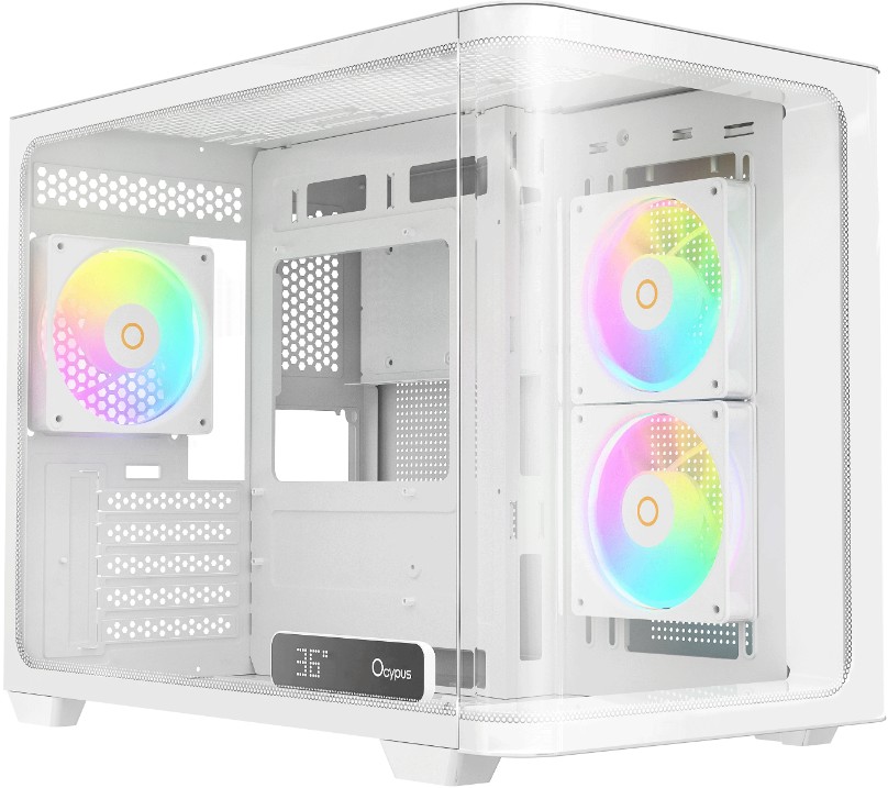 

Корпус mATX Ocypus Iota C50 Curve ARGB белый, без БП, боковая панель из закалённого стекла, 2*USB 3.0, USB Type-C, Iota C50 Curve ARGB