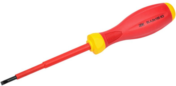Изображение товара Отвертка IEK A2L3-SC30-K3-SL-40-100 диэлектрическая шлицевая