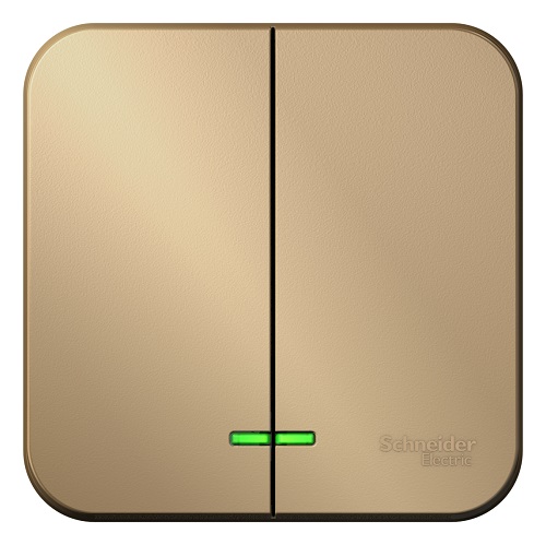 

Выключатель Schneider Electric BLNVA105114 2-клавишный с подсветкой 10А,250B, изолир. пластина Титан наруж, BLNVA105114