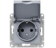 фото Розетка с заземлением с крышкой  EKF UP1-SOA-111-44