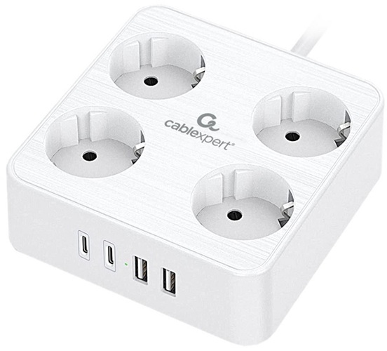 фото Сетевой фильтр  Cablexpert PLT-4-C2U2-W-2
