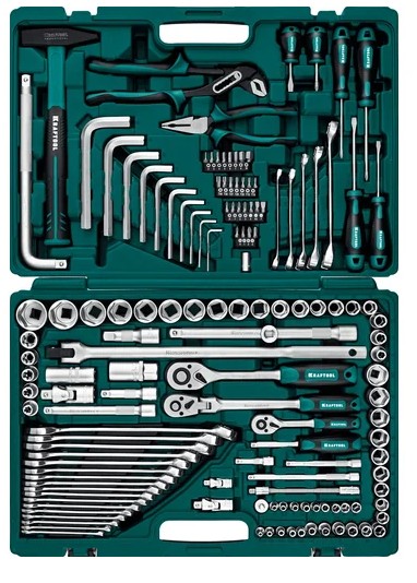 

Набор инструментов Kraftool Extrem-142 27889-H142 Kraftool универсальный 142 предмета (1/2"+3/8"+1/4"), Extrem-142