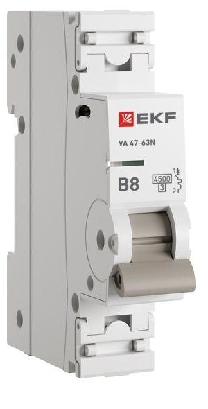 

Автоматический выключатель EKF M634108B 1P 8А (В) 4,5kA ВА 47-63N PROxima, M634108B