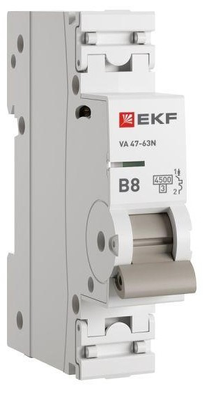 Изображение товара Автоматический выключатель EKF M634108B 8 А IP20 серия ВА 47-63 PROxima