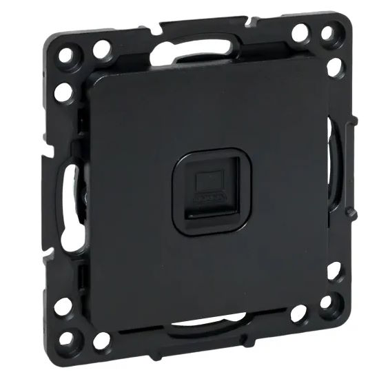 

Розетка компьютерная EKF EZK01-035-10 Стокгольм одиночная черный механизм, EZK01-035-10