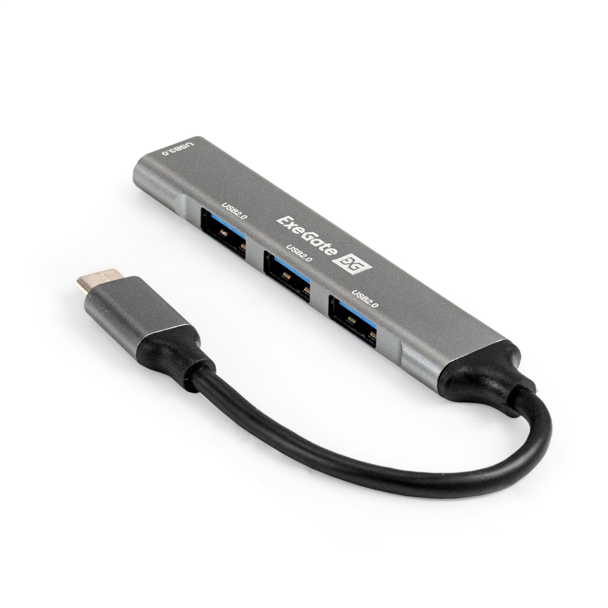 Концентратор Exegate DUB-3213C EX298168RUS USB-Хаб 4-в-1 (кабель-адаптер USB3.0 Type-C > 3xUSB2.0, 1xUSB3.0, Plug and Play, черный)