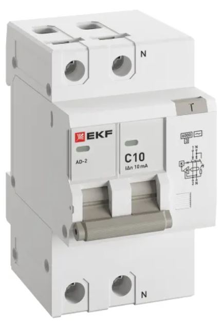 

Автомат дифференциальный EKF DA2-6-10-10-pro АД-2 2Р 10А характеристика C 10мА тип АС электронный 6кА PROXIMA, DA2-6-10-10-pro