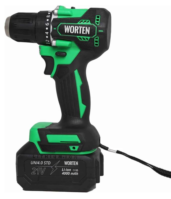 

Дрель - шуруповерт WORTEN КА-90000575 бесщеточная 2x4.0Ач, 21В IM, КА-90000575