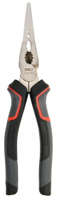 

Плоскогубцы Deli DL0104 удлиненные, 200мм, Cr-V, эксцентриковый шарнир, антикоррозийное покрытие, трехкомпонентная прорезиненная рукоять, DL0104