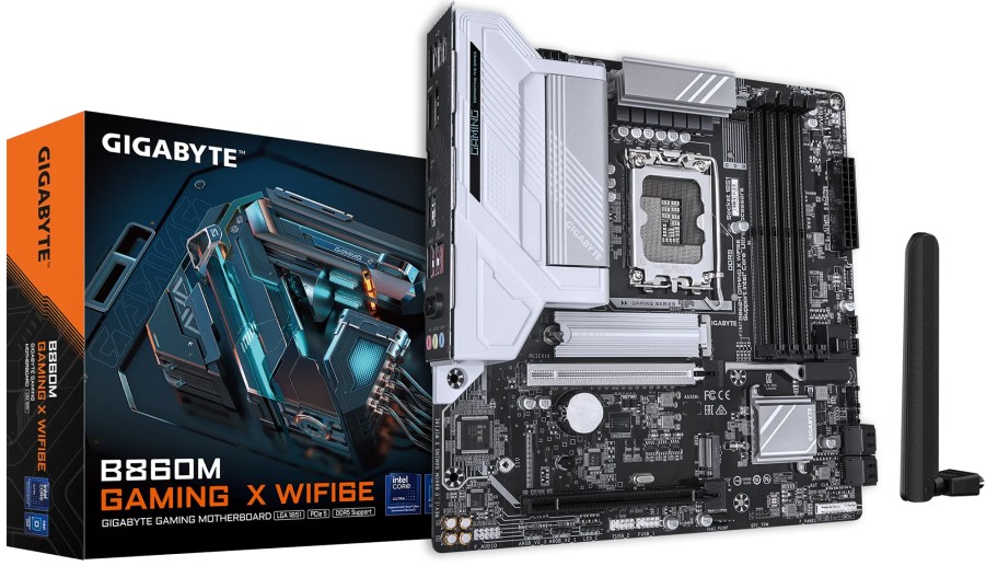 

Материнская плата mATX GIGABYTE B860M GAMING X WIFI6E (LGA1851, B860, 4*DDR5 (9200), 2*PCIe, 2*M.2, 4*SATA, WiFi, BT, 5*USB 3.2, USB Type-C, HDMI, DP), B860M GAMING X WIFI6E