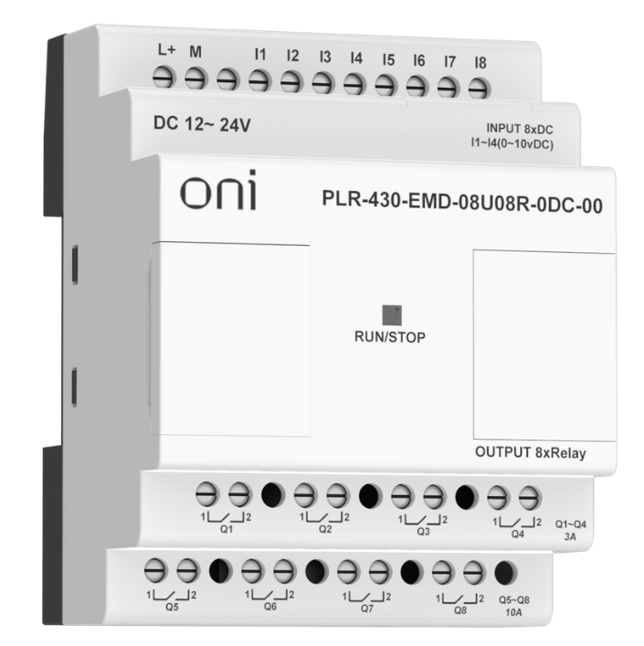 

Модуль расширения ONI PLR-430-EMD-08U08R-0DC-00 ПЛК 430 входов выходов 4 DI 4 UI (0-10 В/DI) 8 RO 24В DC, PLR-430-EMD-08U08R-0DC-00