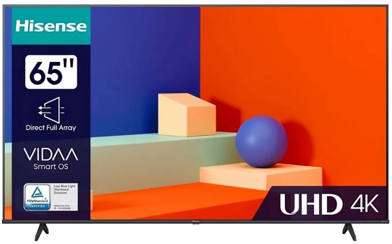 

Телевизор Hisense 65A6K черный, 4K UHD, DVB-T, DVB-T2, DVB-C, DVB-S, DVB-S2, SMART TV, HDR, 65A6K