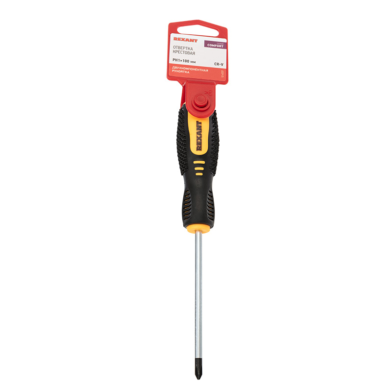 

Отвертка крестовая Rexant 12-4727 PH 1х100 мм, двухкомпонентная рукоятка, 12-4727