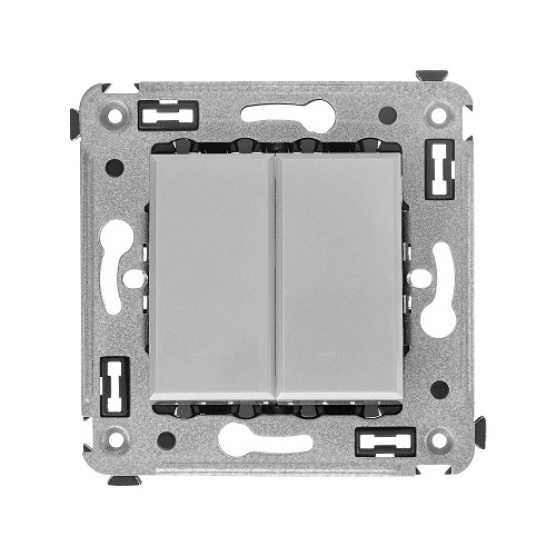 

Кнопка DKC 4404154 двухклавишная в стену, "Закаленная сталь", 2 модуля, "Avanti", 4404154