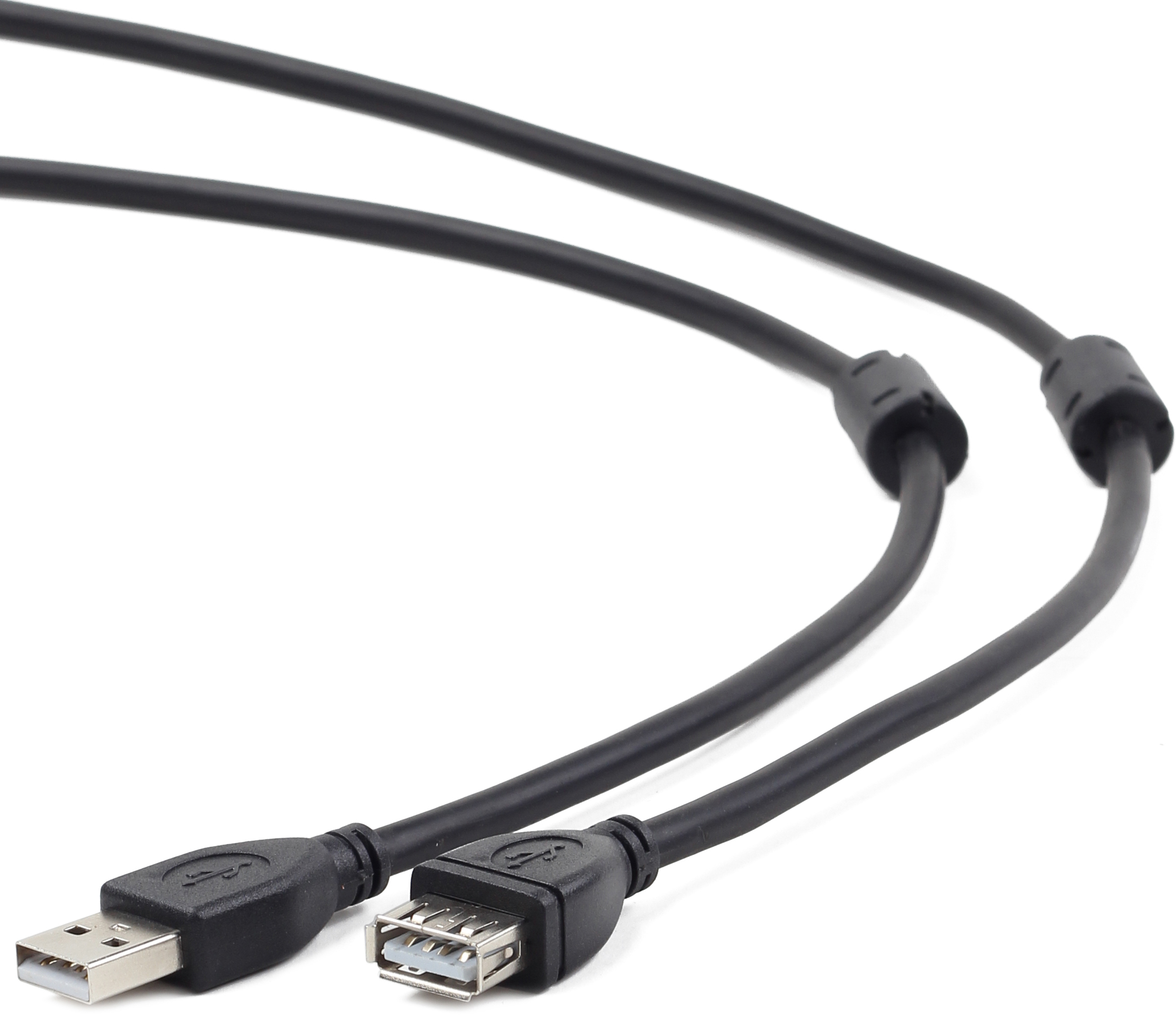 

Кабель интерфейсный USB 2.0 удлинитель Cablexpert AM/AF 1.8 м, Pro, экран, черный, 2 феррит.кольца, AM/AF
