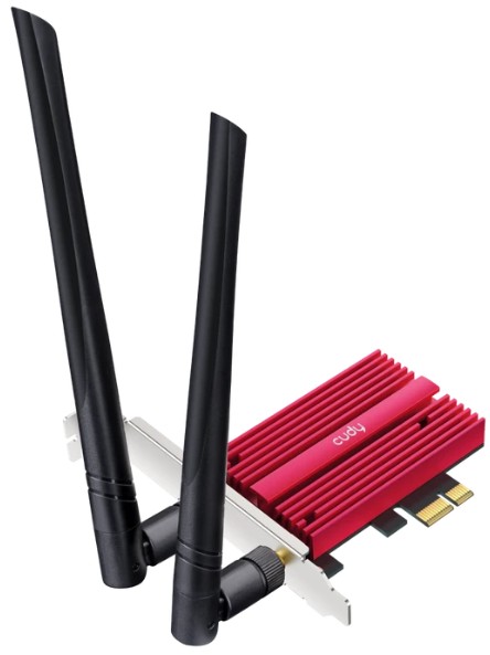 

Адаптер Cudy WE9300 BE9300 Wi-Fi 7 Bluetooth 5.4 PCI Express with Heatsink, Intel BE200 module, Tri-band 2T2R, 5.8Gbps@6Ghz+2.8Gbps@5GHz + 688Mbps@2.4, WE9300