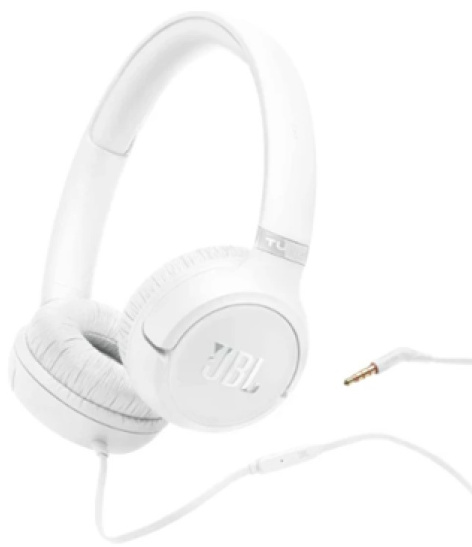 Изображение товара Наушники JBL T530WHT Белые — проводные охватывающие с кабелем 1.2 м и микрофоном