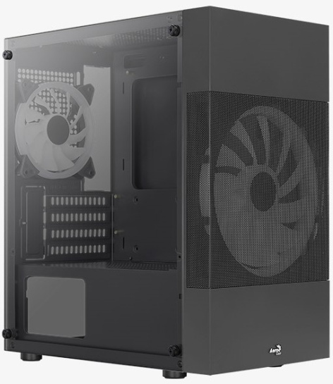 Изображение товара Корпус AeroCool Atomic Lite-G-BK-v2 Mini Tower стальной с стеклом и поддержкой жидкостного охлажден