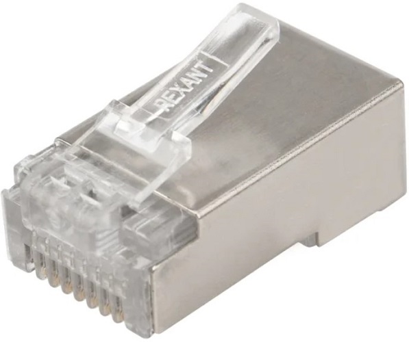 

Коннектор Rexant 06-0082-A10 сетевой LAN на кабель, штекер 8Р8С (Rj-45), под обжим, в экране, (10шт.), 06-0082-A10