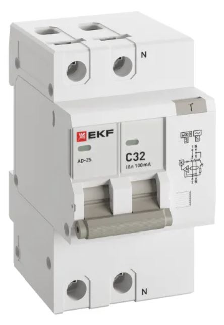 

Автомат дифференциальный EKF DA2-6-32-100S-pro АД-2 2Р (S) 32А характеристика C 100мА тип АС электронный селективный 6кА PROXIMA, DA2-6-32-100S-pro