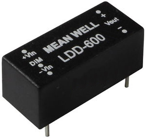 

Преобразователь DC-DC модульный Mean Well LDD-600L драйвер светодиодов, IP67, вход 9…36В DC, выход 600мА/2...32В, вход вкл-выкл и регулировки яркости, LDD-600L