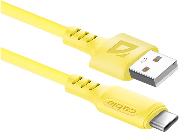 

Кабель Defender F207 87106YEL USB 2.0 (AM) - Type C, 1метр, 2.4А, силиконовая оплетка, жёлтый., F207