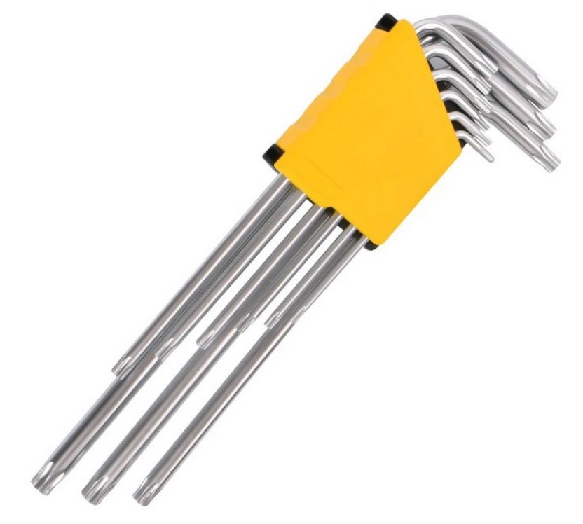 

Набор ключей Deli DL3095 шестигранных "TORX" сверхдлинных 9шт размеры Т10,Т15,Т20,Т25,Т27,Т30,Т40,Т45,Т50, пластиковый держатель, DL3095