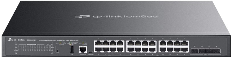 

Коммутатор управляемый TP-LINK Omada SG5428XMPP 24-Port Gigabit Stackable Lite L3 PoE++ with 4 10G Slots, Omada