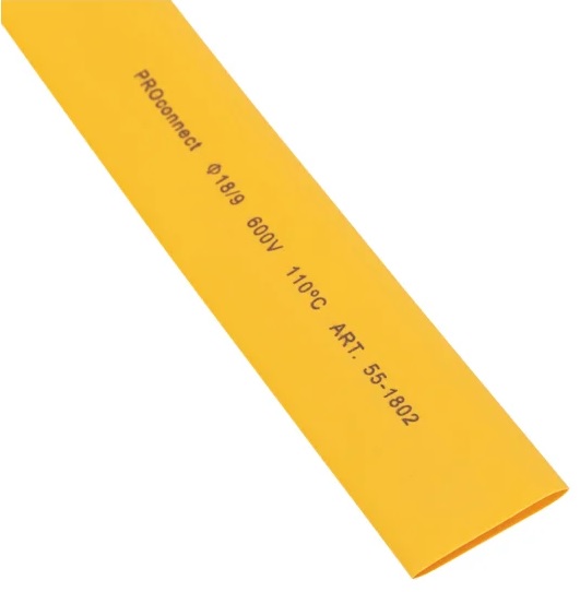 

Трубка термоусадочная PROconnect 55-1802 ТУТ 18,0/9,0мм, желтая, упаковка 50 шт. по 1м, 55-1802