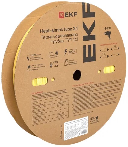 

Термоусаживаемая трубка EKF tut-40-yg ТУТ нг 40/20 жел-зел рулон, tut-40-yg