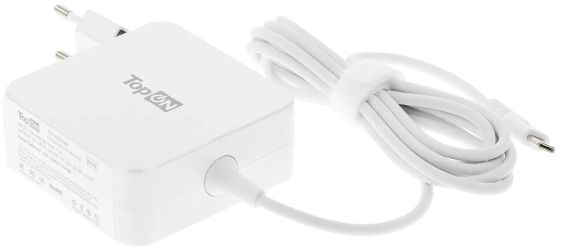 

Блок питания для ноутбука Asus TopOn TOP-AS65QW 65W кабель Type-C, PD, QC 3.0, в розетку, кабель 180 см, белый., TOP-AS65QW