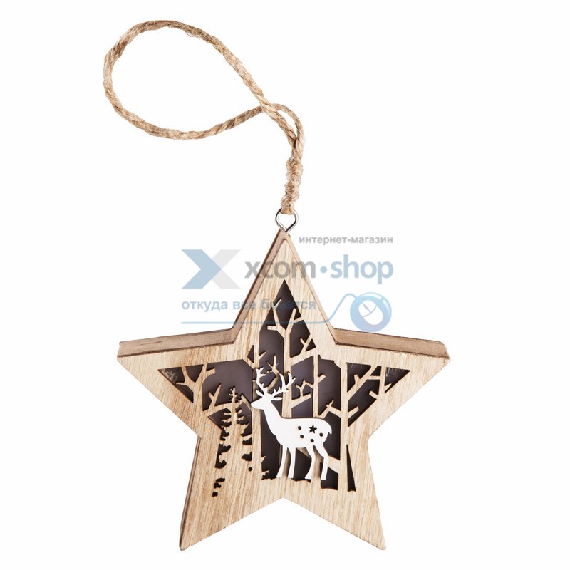 

Фигура светодиодная NEON-NIGHT 504-022 звездочка, деревянная с подсветкой, 24*13*3,6 см, 504-022