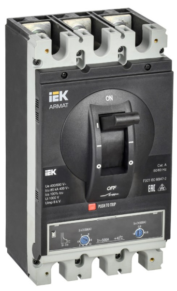 Изображение товара Автоматический выключатель IEK AR-MCCB-3I-085-0500A-ATUC 3Pol 500A для низковольтных устройств