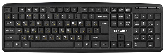 

Клавиатура Exegate LY-331S EX293971RUS (USB, полноразмерная, влагозащищенная, 104кл., Enter большой, длина кабеля 1,7м, черная, RTL), LY-331S