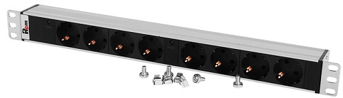 Изображение товара Блок розеток ЦМО R-32-8S-I-440-K с 8 портами стандарт Schuko анодированный алюминий