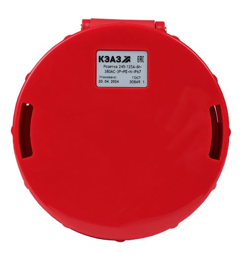 

Розетка кабельная КЭАЗ 228502 245-125А-6h-380AC-3P+PE+N-IP67, 228502