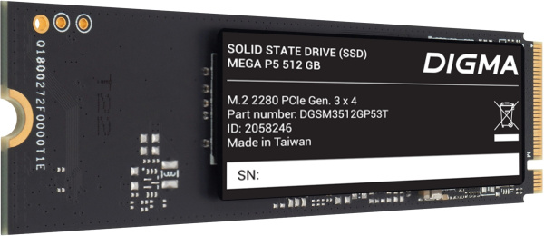 Изображение товара SSD Digma Mega P5 512 ГБ NVMe M.2 2280 внутренний накопитель