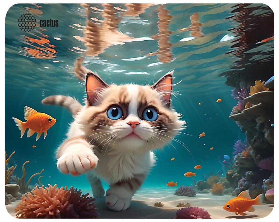 

Коврик для мыши Cactus CS-MPC-D15M Fish Cat рисунок 300x250x3мм, CS-MPC-D15M