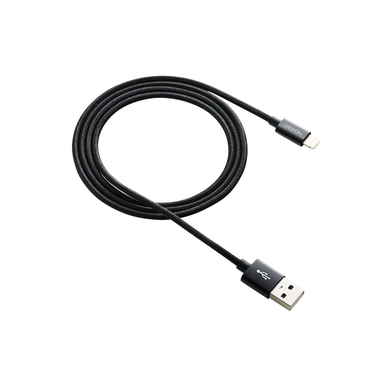 

Кабель интерфейсный Canyon CFI-3 Lightning/USB, оплётка, 1m, black, CFI-3