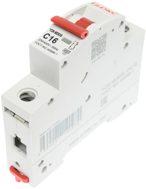 

Автоматический выключатель модульный DKC MD63S-1PC16 YON max типа MD63S 4,5кА 1P (C) 16А (кратность 12шт), MD63S-1PC16