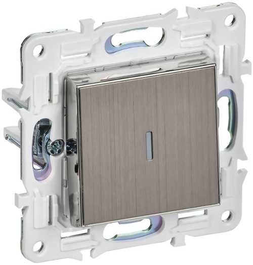 

Переключатель одноклавишный IEK SK-V12-1-10-K50 SKANDY с индикацией 10А SK-V08N металл никель, SK-V12-1-10-K50