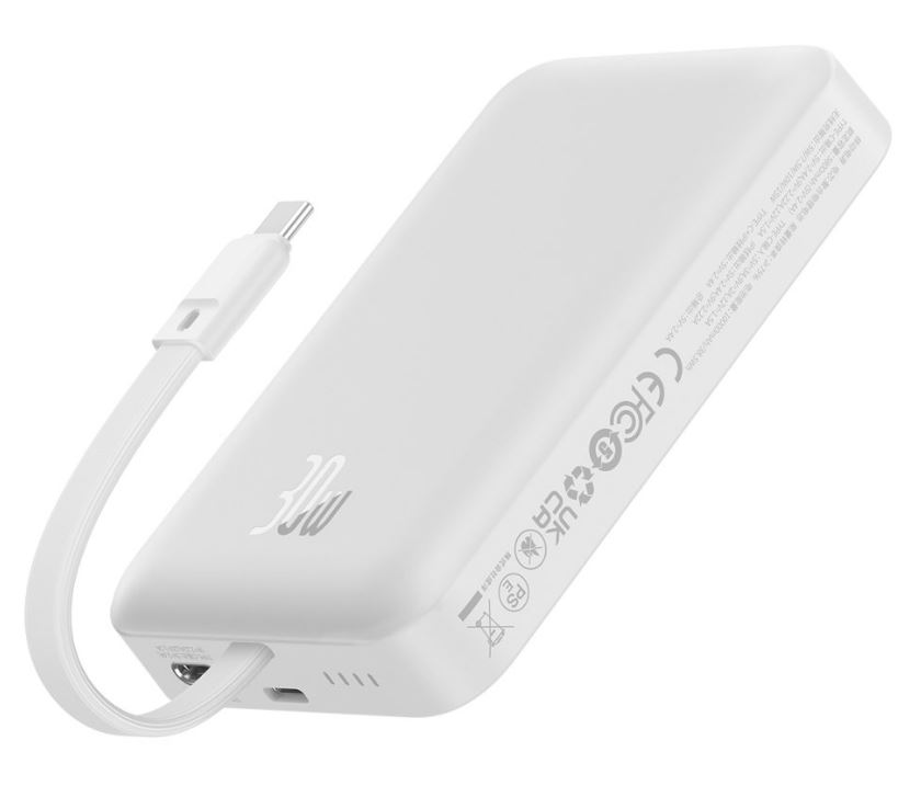 

Аккумулятор внешний портативный Baseus PPCXM10T P1002210B223-00 Magnetic Mini Wireless Fast Charge Type-C Edition 10000mAh 30W Stellar White, PPCXM10T