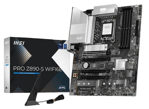 

Материнская плата ATX MSI PRO Z890-S WIFI6E (LGA1851, Z890, 4*DDR5, 4*PCIe, 3*M.2, 4*SATA, WiFi, BT, 6*USB 3.2, USB Type-C, HDMI, DP, PRO Z890-S WIFI6E