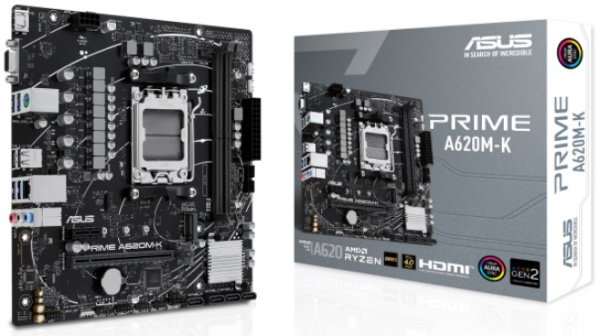 Изображение товара Материнская плата ASUS PRIME A620M-K для AMD Ryzen сокет AM5 mATX Черная
