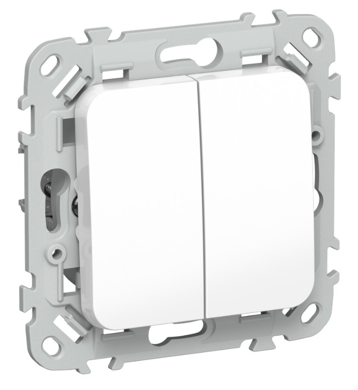 

Переключатель двухклавишный IEK FI-V22-0-10-1-K01 FLITE 10А ВС62-1-0-ФлБ белый, FI-V22-0-10-1-K01