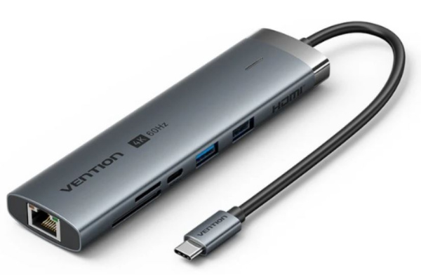 Изображение товара Разветвитель Vention TGVHB с 9 разъемами для HDMI RJ45 SD TF USB-C и зарядкой 100 Вт