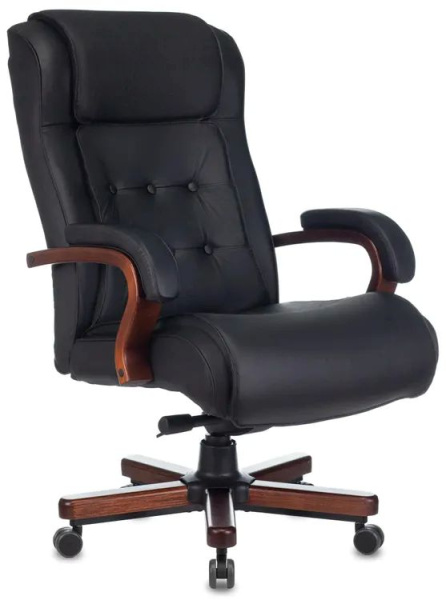 Изображение товара Кресло руководителя Бюрократ T-9926WALNUT/BLACK из натуральной кожи и металла