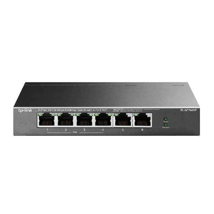 

Коммутатор TP-LINK TL-SF1006P 6x10/100 Мбит/с (порты 1–4 с поддержкой 802.3af/at PoE+, PoE бюджет 67Вт), TL-SF1006P