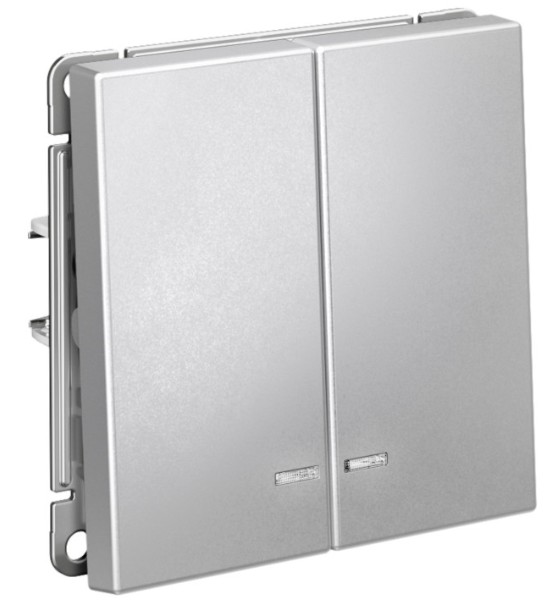 

Выключатель двухклавишный с подсветкой Systeme Electric GAL000353S ARTGALLERY сх.5а, 10АХ, механизм, быстрозажим. клем., АЛЮМИНИЙ, GAL000353S